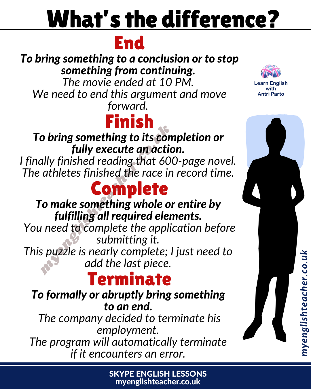 End, Finish, Complete, Terminate - My Lingua Academy