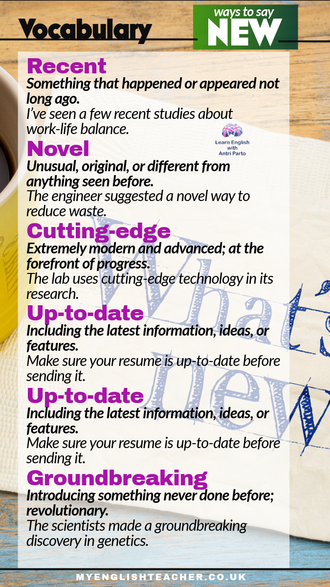 15 Ways to Say “New” in English - My Lingua Academy